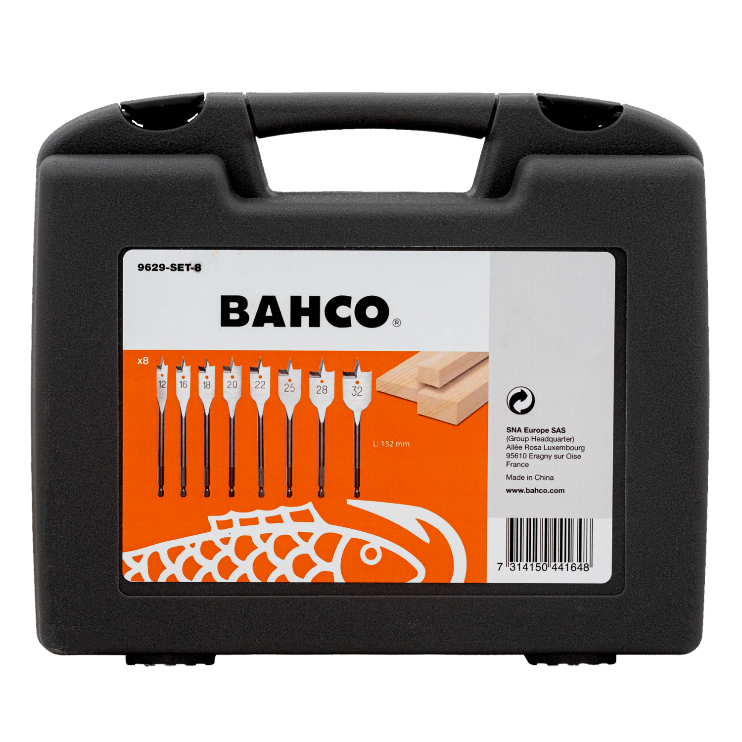 BAHCO 9629-SET-8 Flat Drill Bit Set For Wood-8 pcs (BAHCO Tools) - Premium Flat Drill Bit from BAHCO - Shop now at Yew Aik.