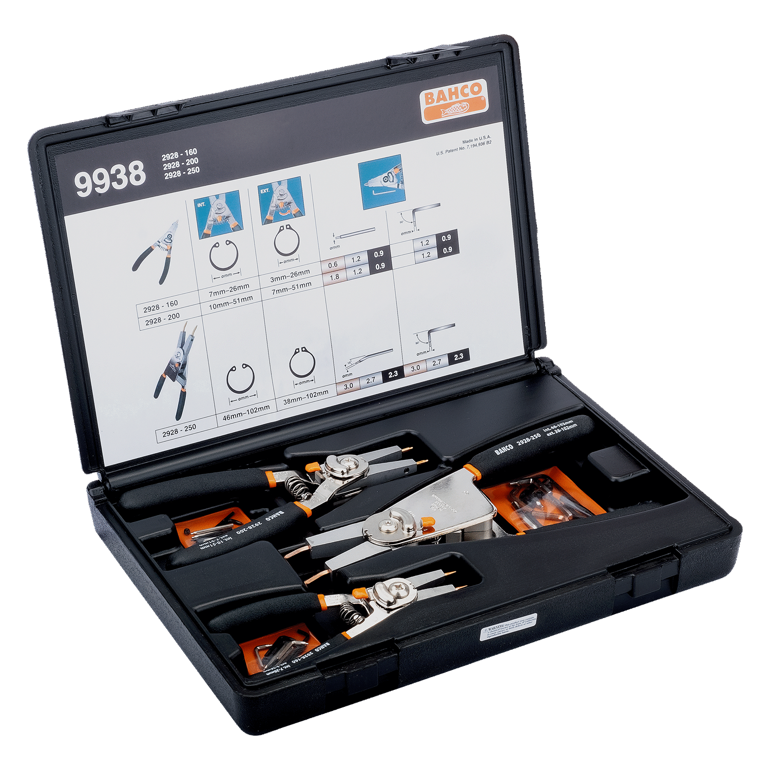 BAHCO 9938 Resettable Circlip Plier Set - 3 Pcs (BAHCO Tools) - Premium Circlip Plier Set from BAHCO - Shop now at Yew Aik.