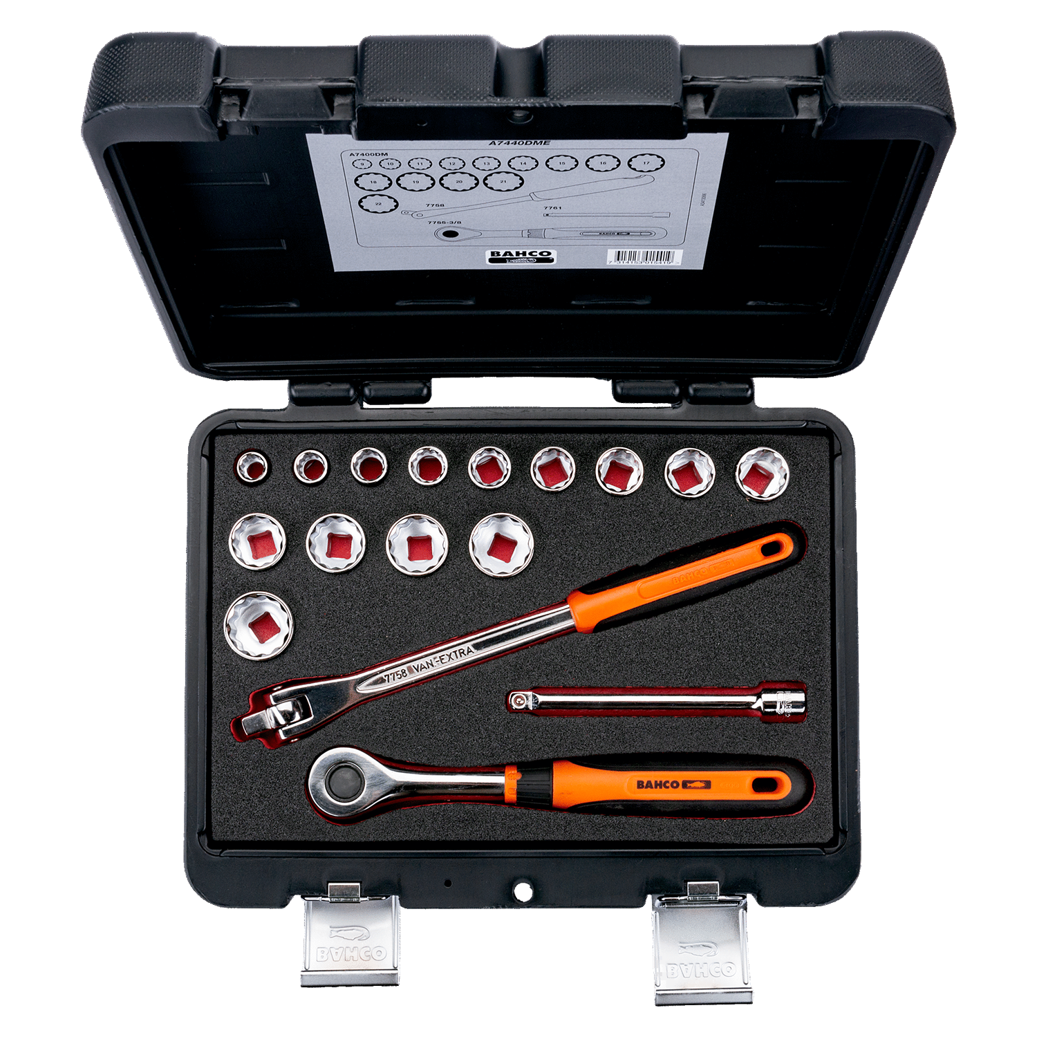 BAHCO A7440DME 3/8” Square Drive Socket Set With Breaker Bar - Premium Socket Set from BAHCO - Shop now at Yew Aik.