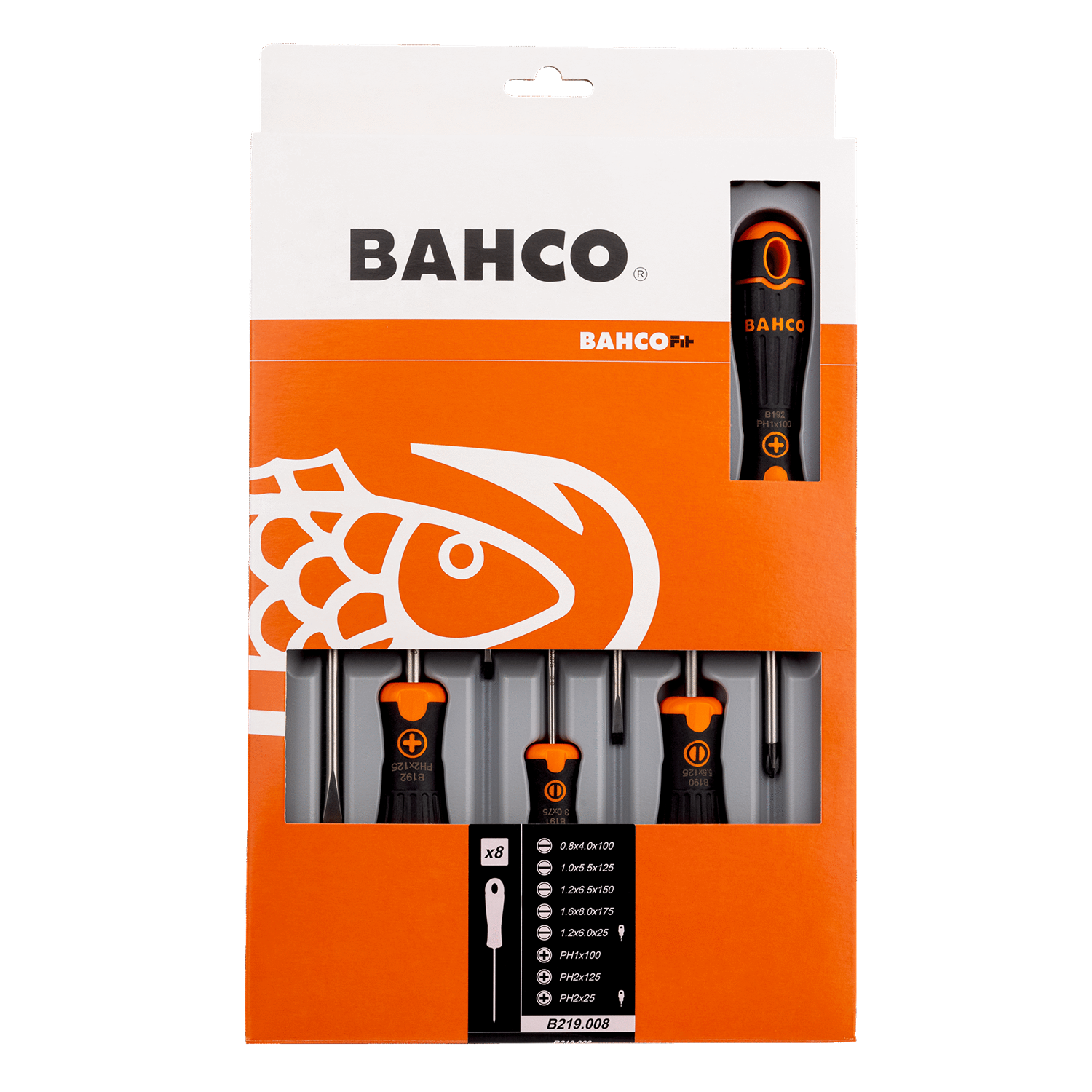 BAHCO B219.008 BahcoFit Slotted/Phillips Screwdriver Set - 8 Pcs - Premium Phillips Screwdriver Set from BAHCO - Shop now at Yew Aik.