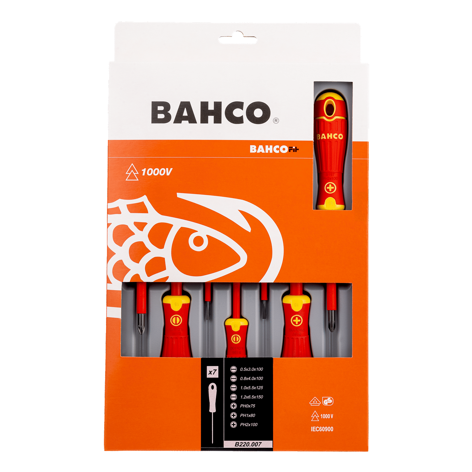BAHCO B220.007 BahcoFit VDE Slotted/Phillips Screwdriver Set 7pcs - Premium Screwdriver Set from BAHCO - Shop now at Yew Aik.