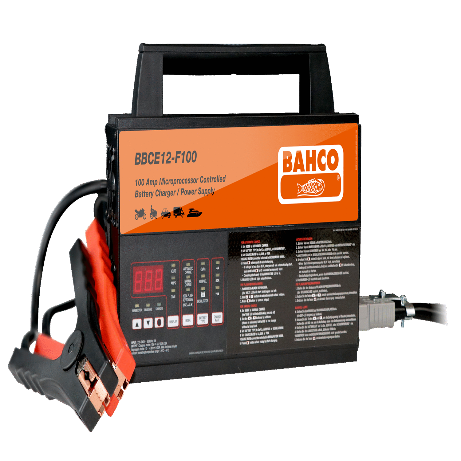 BAHCO BBCE12-F100 100A Car Battery Charger/Power Supply - Premium Car Battery Charger from BAHCO - Shop now at Yew Aik.