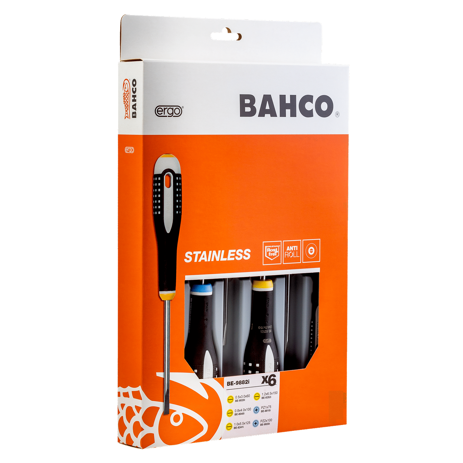 BAHCO BE-9882i Slotted/Pozidriv Screwdriver Set - 6 Pcs - Premium Screwdriver Set from BAHCO - Shop now at Yew Aik.