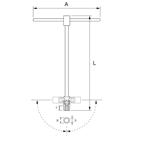 BAHCO BE1TS T-Handle Bar With Swivel Socket 500 mm Long - Premium T-Handle from BAHCO - Shop now at Yew Aik.