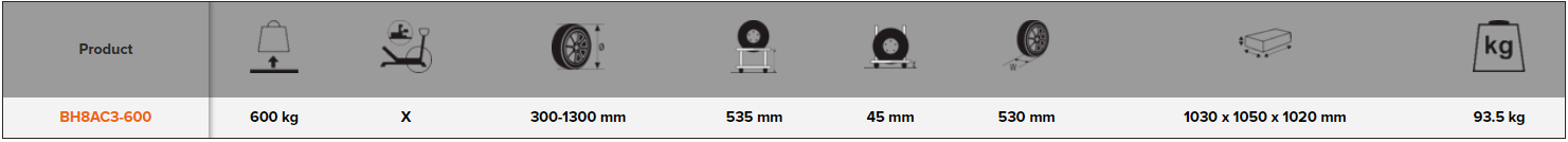 BAHCO BH8AC3-600 Hydraulic Wheel Dolly 600kg Capacity - Premium Hydraulic Wheel Dolly from BAHCO - Shop now at Yew Aik.