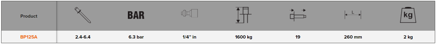BAHCO BP125A Air Riveter 1600 kg pulling force (BAHCO Tools) - Premium Air Riveter from BAHCO - Shop now at Yew Aik.