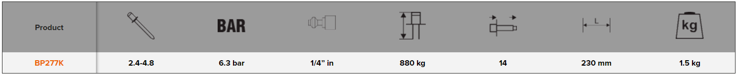 BAHCO BP277K Air Riveter 880 kg pulling force (BAHCO Tools) - Premium Air Riveter from BAHCO - Shop now at Yew Aik.