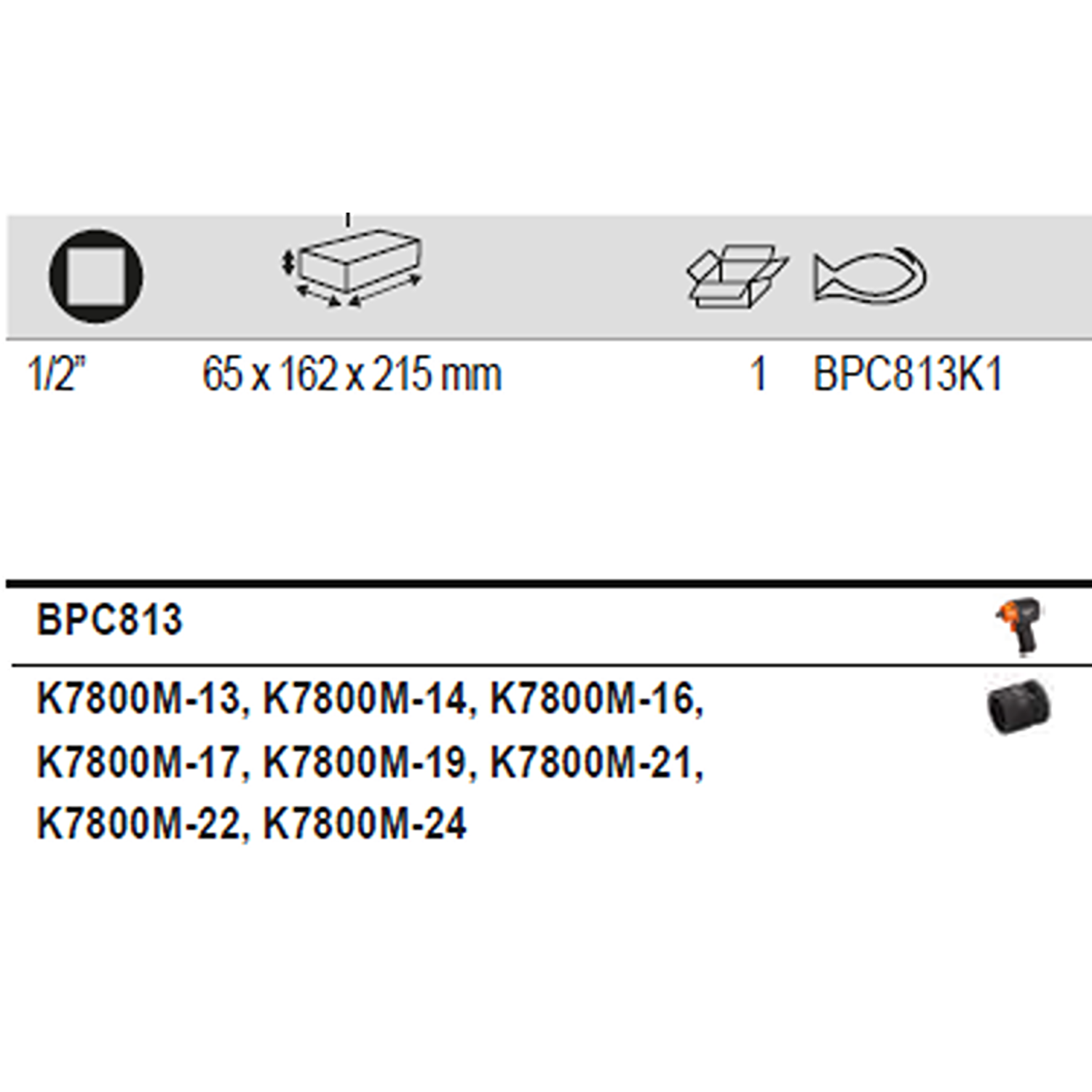 BAHCO BPC813K1 1/2" Micro Impact Wrench Set, Ultra Short Sockets - Premium 1/2" Micro Impact Wrench Set from BAHCO - Shop now at Yew Aik.