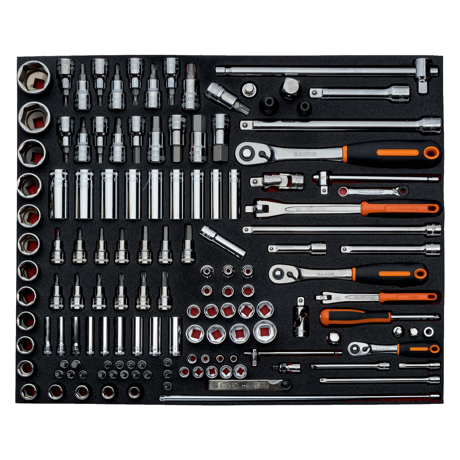 BAHCO FF1A08 Fit&Go 3/3 Foam Inlay 1/4 + 1/2 + 3/8 Ratchet Set - Premium Ratchet Set from BAHCO - Shop now at Yew Aik.