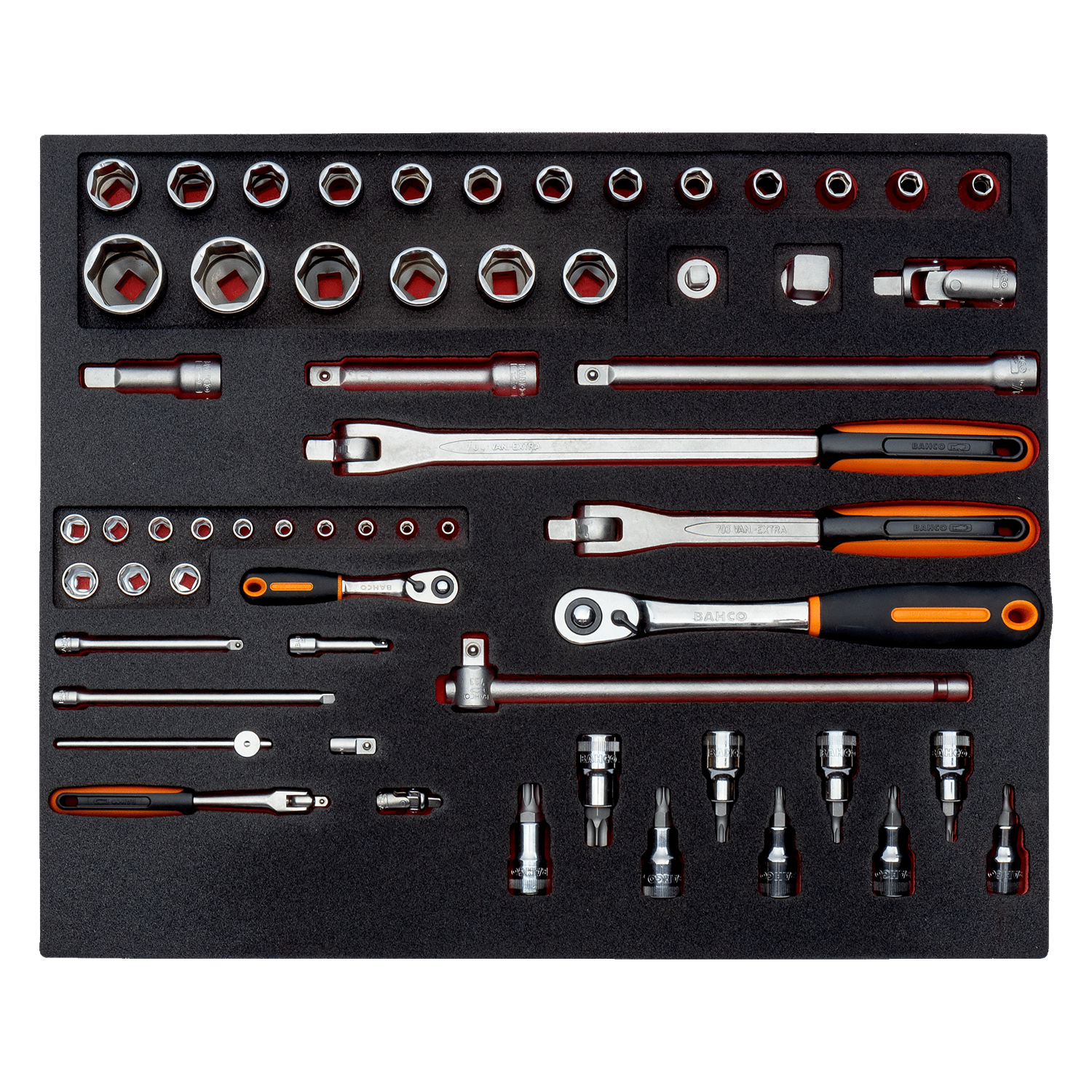BAHCO FF1A137 Fit&Go 3/3 Foam Inlay Socket & Ratchet Set - 59 Pcs - Premium Ratchet Set from BAHCO - Shop now at Yew Aik.