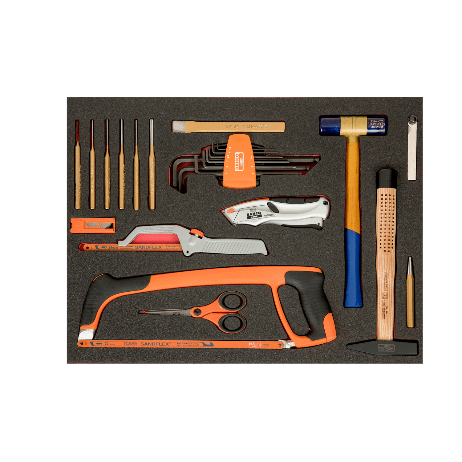 BAHCO FF1A138 Fit&Go 3/3Foam Inlay Striking and Cutting Tool set - Premium Striking and Cutting Tool Set from BAHCO - Shop now at Yew Aik.