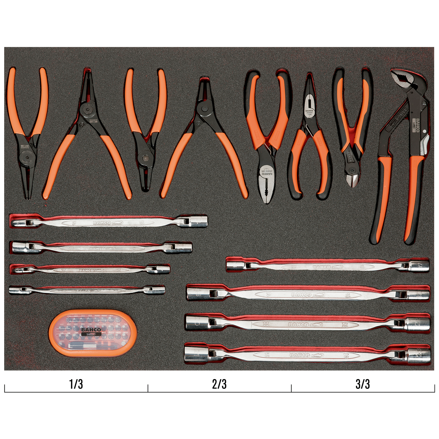 BAHCO FF1A141 Fit&Go 3/3 Foam Inlay Mixed Pliers Set - 46 Pcs - Premium Pliers Set from BAHCO - Shop now at Yew Aik.