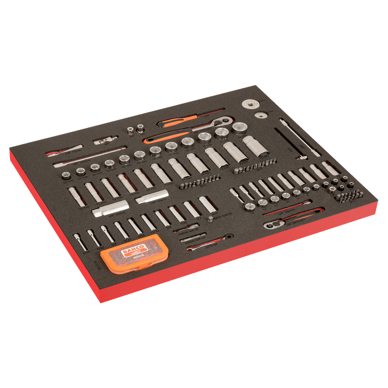 BAHCO FF1A195LM Fit&Go 3/3 Foam Socket and Screwdriver Bit Set - Premium Socket and Screwdriver Bit Set from BAHCO - Shop now at Yew Aik.