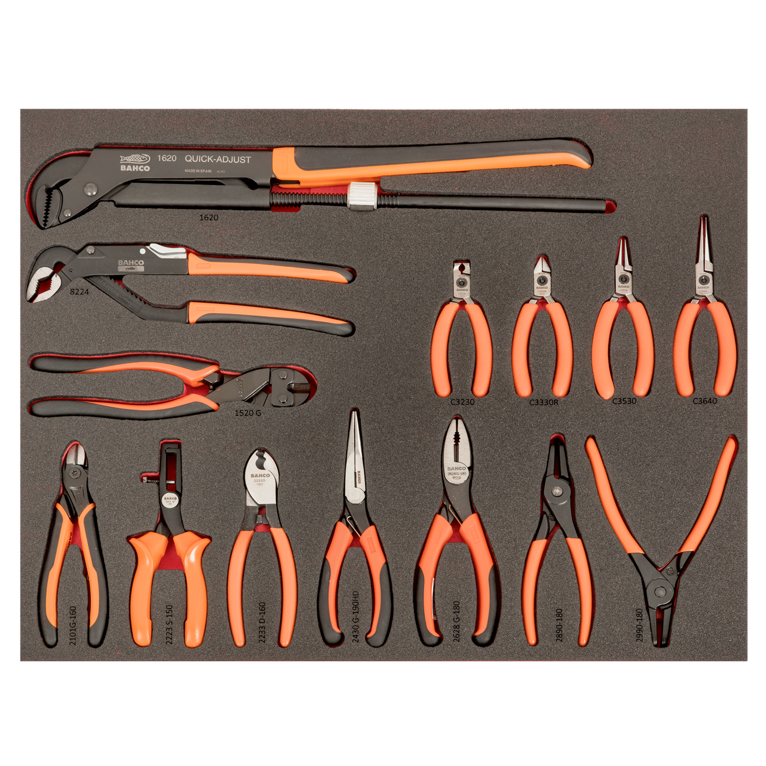 BAHCO FF1A200LM Fit&Go 3/3 Foam Laser Circlip Plier Set - Premium Circlip Plier Set from BAHCO - Shop now at Yew Aik.