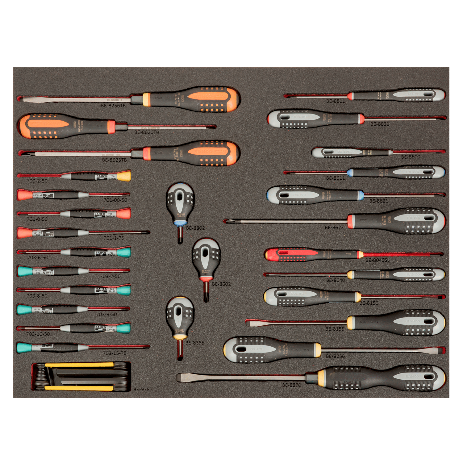 BAHCO FF1A201LM Fit&Go 3/3 Foam Laser Marked ERGO™ Screwdrivers - Premium Screwdrivers from BAHCO - Shop now at Yew Aik.