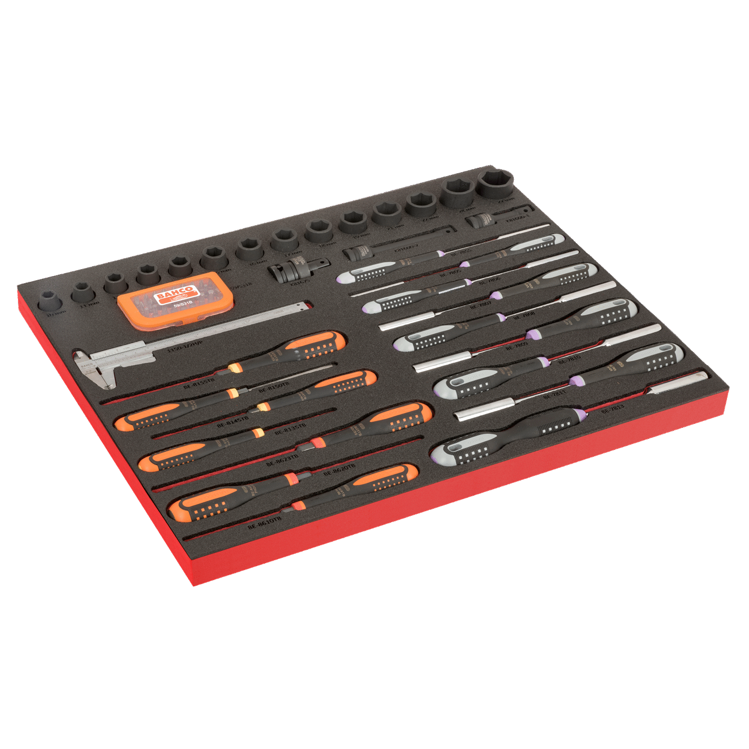BAHCO FF1A222LM Fit&Go 3/3Foam Laser Inlay ERGO Impact Socket Set - Premium Impact Socket Set from BAHCO - Shop now at Yew Aik.