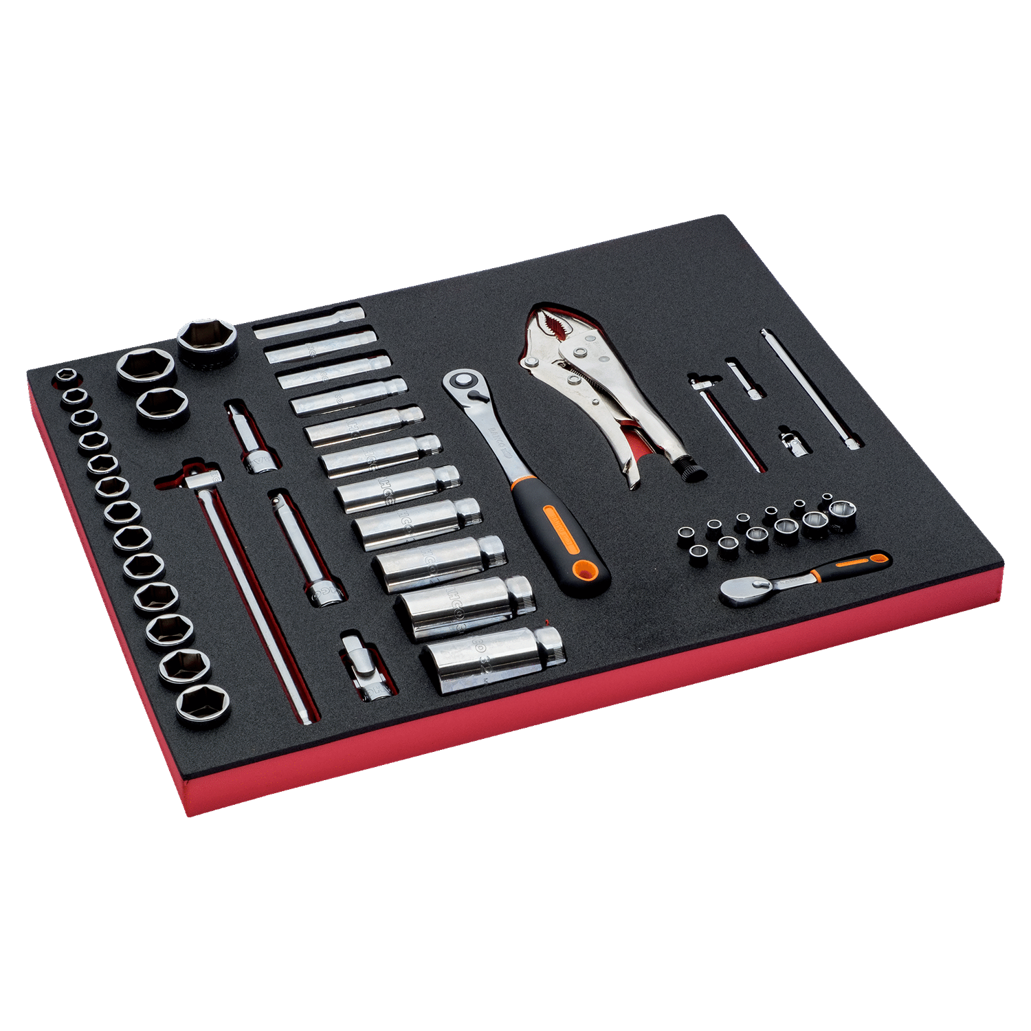 BAHCO FF1A25 Fit&Go 3/3 Foam Inlay Socket & Ratchet Set - 50 Pcs - Premium Ratchet Set from BAHCO - Shop now at Yew Aik.