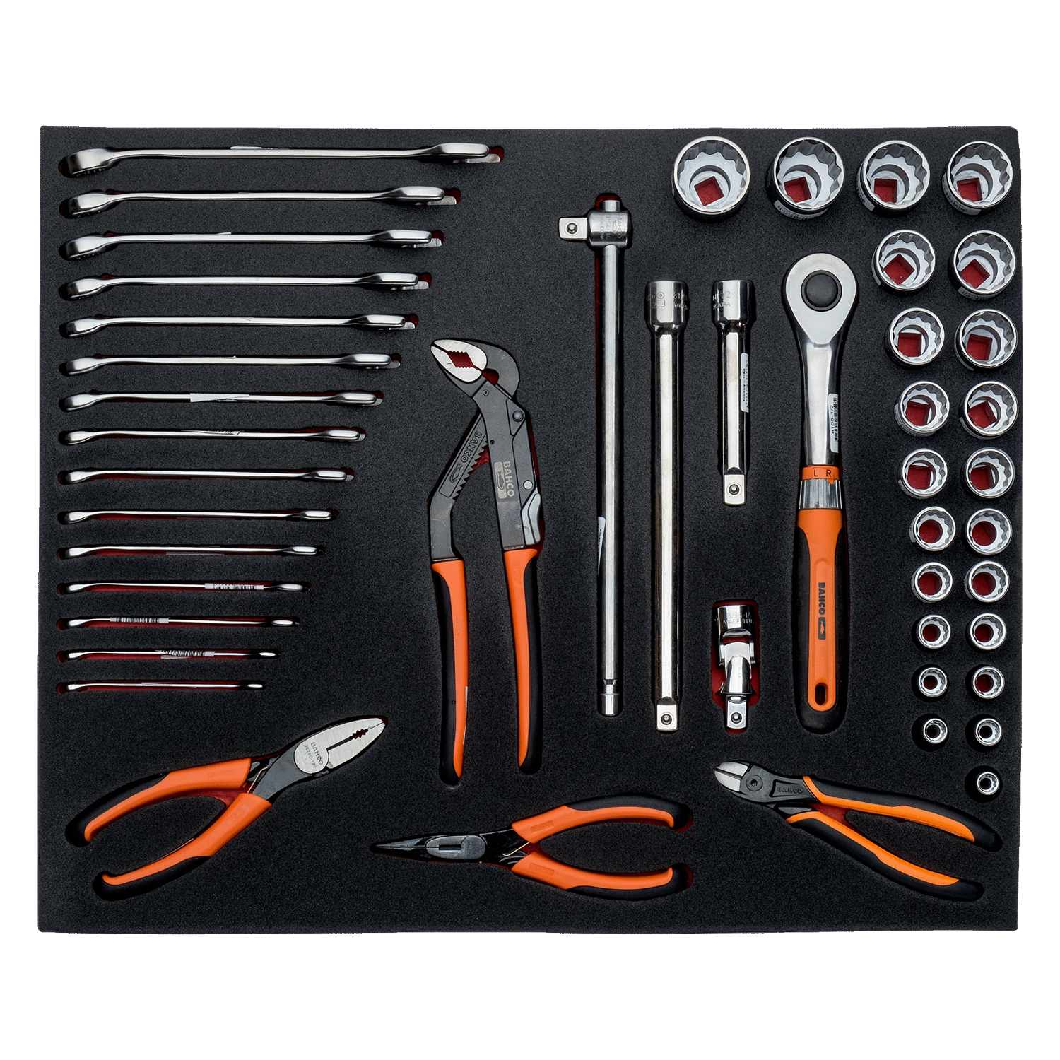BAHCO FF1A5019 Fit&Go 3/3 Foam Inlay Wrench/Pliers/ Socket Set - Premium Socket Set from BAHCO - Shop now at Yew Aik.