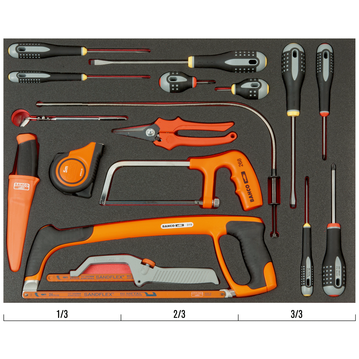 BAHCO FF1A5021 Fit&Go 3/3 Foam Screwdriver and Cutting Tool Set - Premium Screwdriver and Cutting Tool Set from BAHCO - Shop now at Yew Aik.