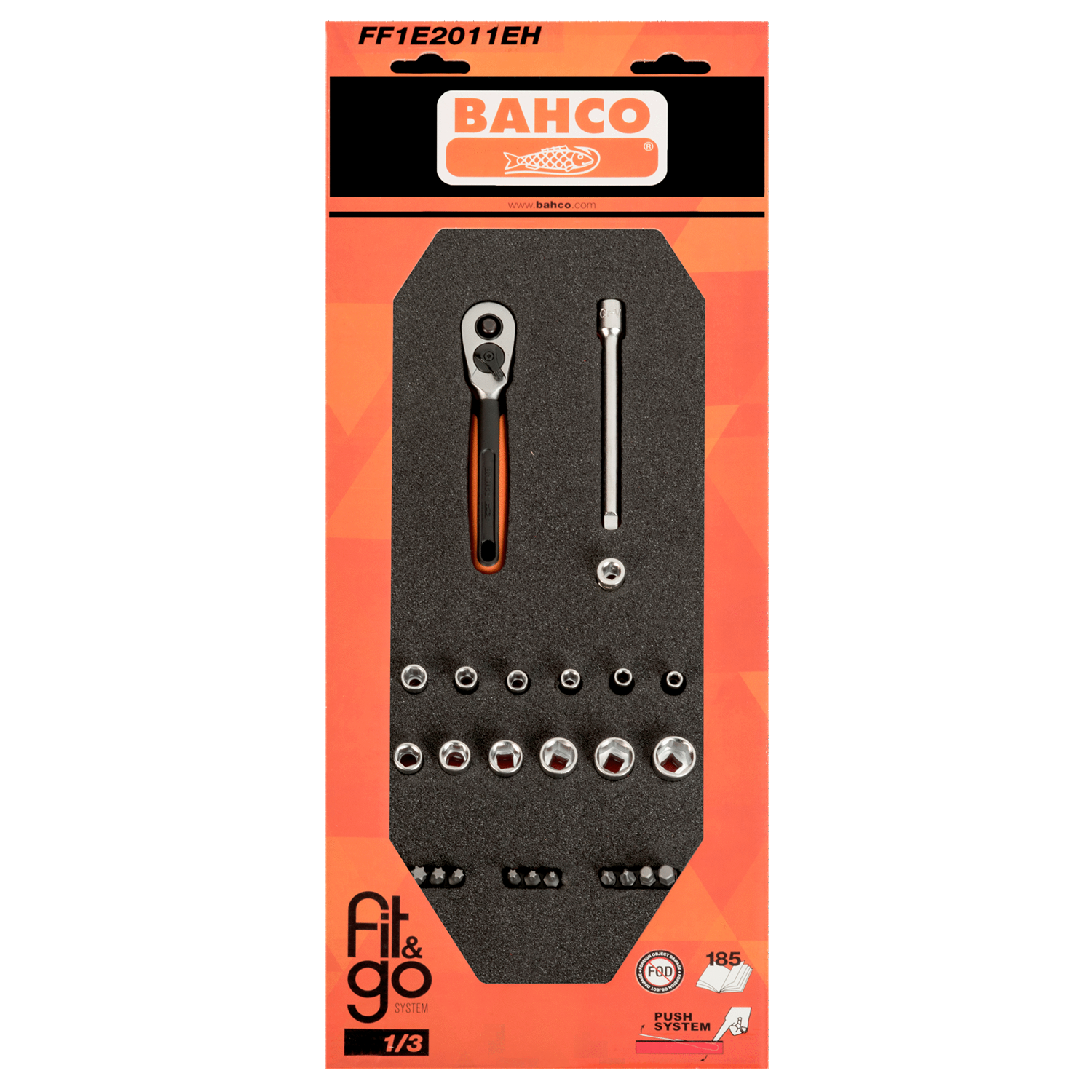 BAHCO FF1E2011EH Fit&Go 1/3 Foam Inlay 1/4” Socket Set - 25 pcs - Premium SOCKET SET from BAHCO - Shop now at Yew Aik.