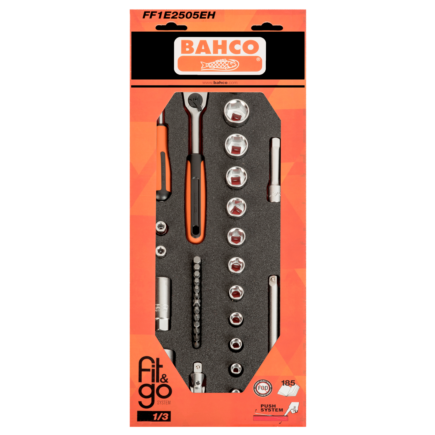 BAHCO FF1E2505EH Fit&Go 1/3 Foam Inlay 1/4” & 3/8” Socket Set - Premium Socket Set from BAHCO - Shop now at Yew Aik.