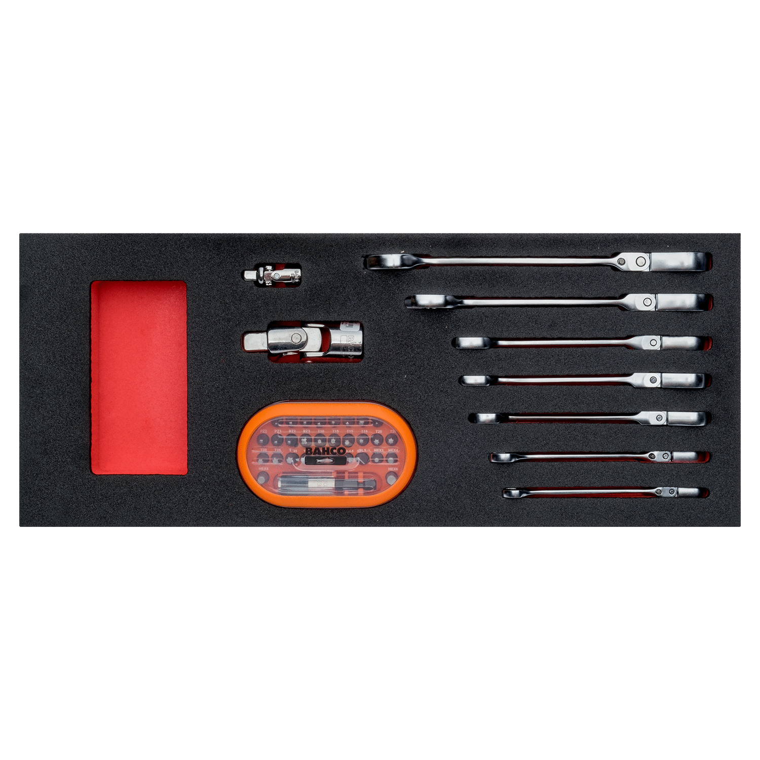 BAHCO FF1E3005 1/3 Foam Inlay Combination Ratcheting Wrench Set - Premium Combination Ratcheting Wrench Set from BAHCO - Shop now at Yew Aik.