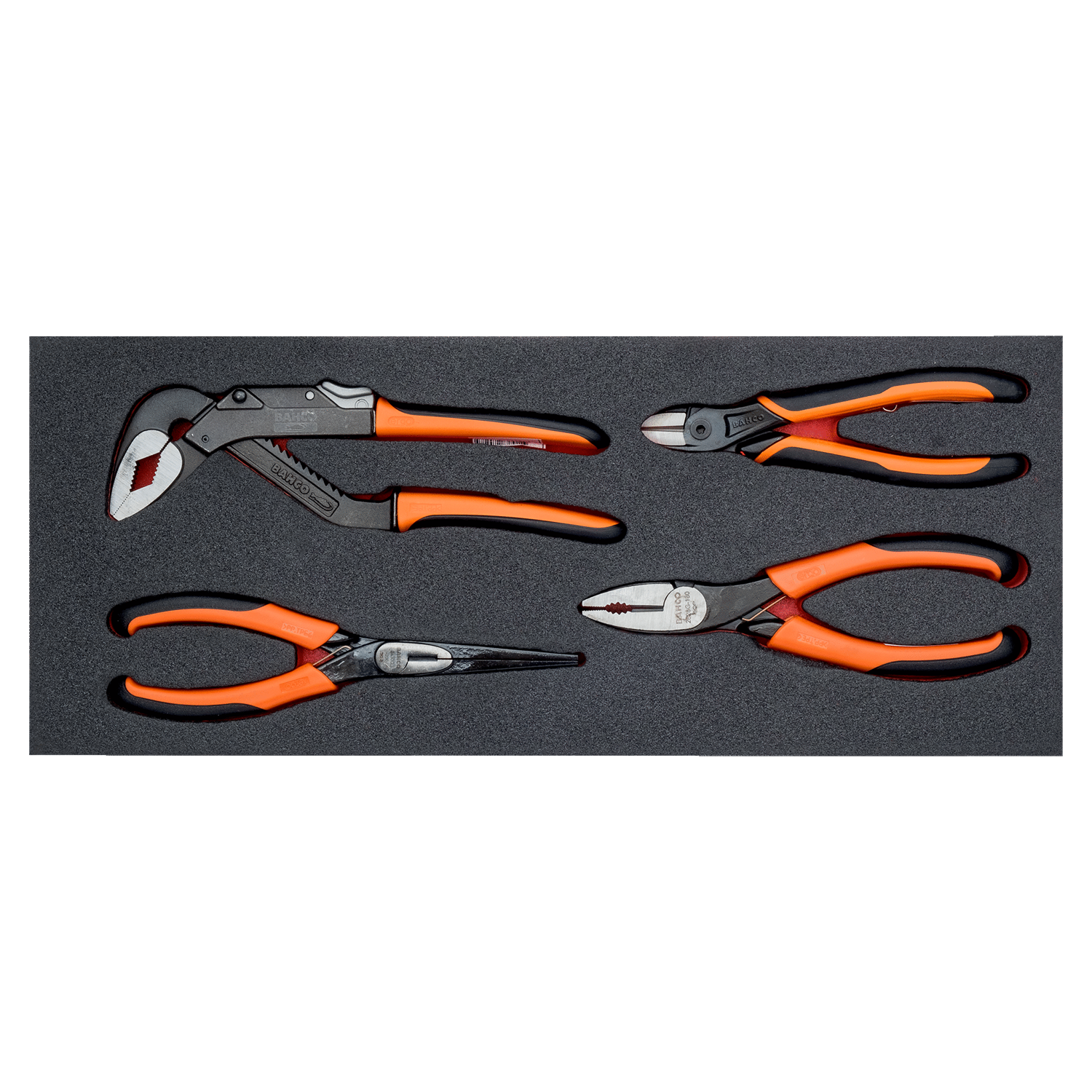 BAHCO FF1E4001 Fit&Go 1/3 Foam Inlay Pliers Set - 4 Pcs - Premium Pliers Set from BAHCO - Shop now at Yew Aik.