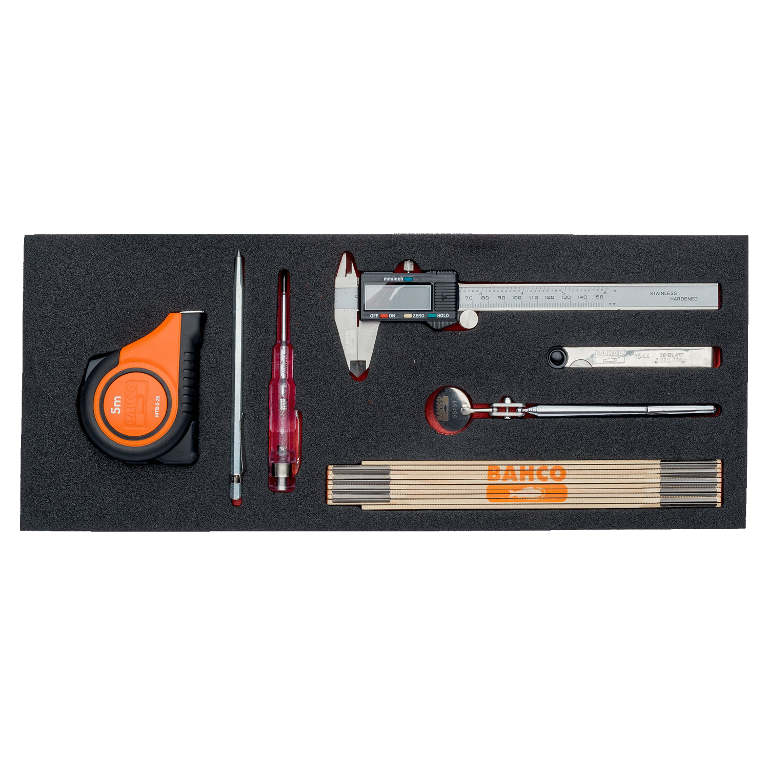 BAHCO FF1E5001 Fit&Go 1/3 Foam Inlay Measuring Tool Set - 7 Pcs - Premium Measuring Tool Set from BAHCO - Shop now at Yew Aik.