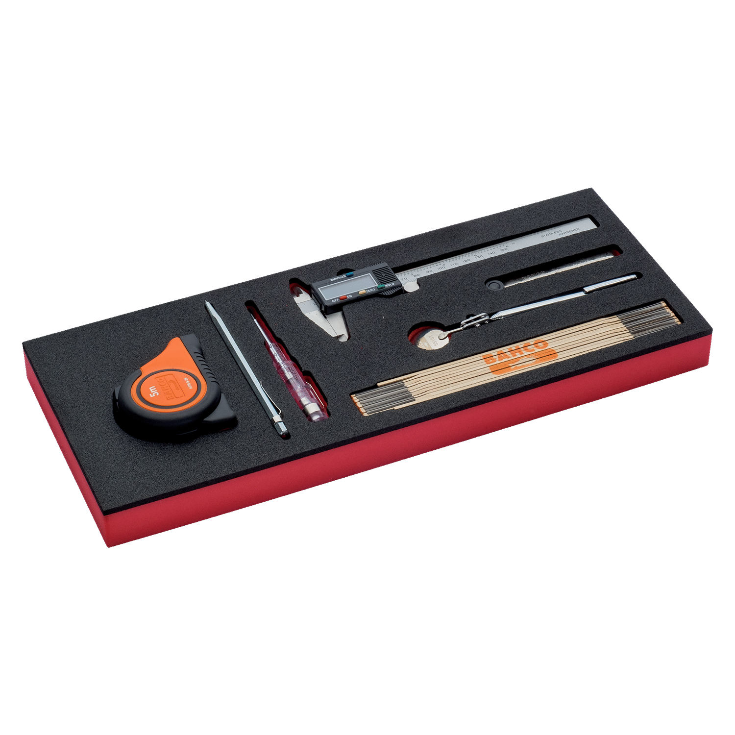 BAHCO FF1E5001 Fit&Go 1/3 Foam Inlay Measuring Tool Set - 7 Pcs - Premium Measuring Tool Set from BAHCO - Shop now at Yew Aik.