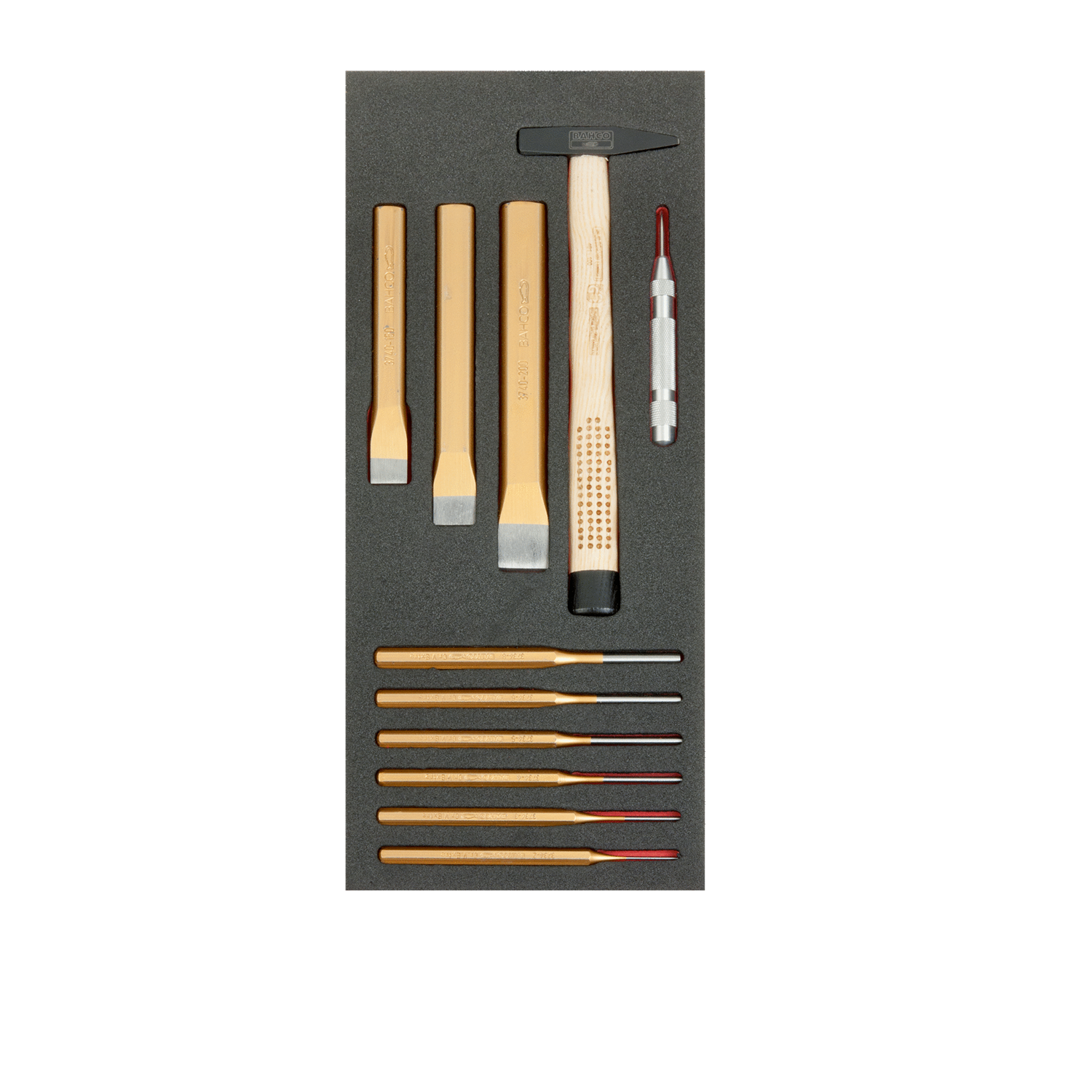 BAHCO FF1E5002 Fit&Go 1/3 Foam Inlay Hammer/Flat Chisel/Punch Set - Premium Punch Set from BAHCO - Shop now at Yew Aik.