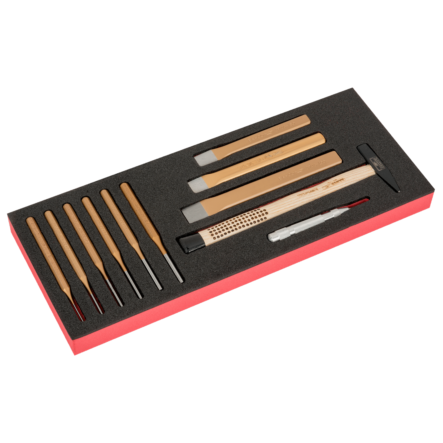 BAHCO FF1E5002 Fit&Go 1/3 Foam Inlay Hammer/Flat Chisel/Punch Set - Premium Punch Set from BAHCO - Shop now at Yew Aik.