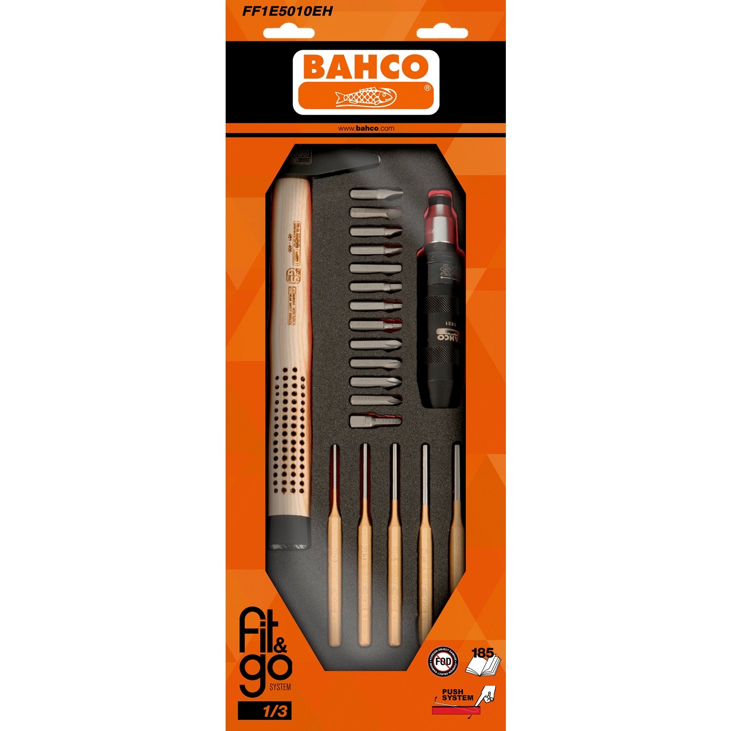 BAHCO FF1E5010EH Fit&Go 1/3 Foam Inlay Hammer & Impact Driver Set - Premium Impact Driver Set from BAHCO - Shop now at Yew Aik.