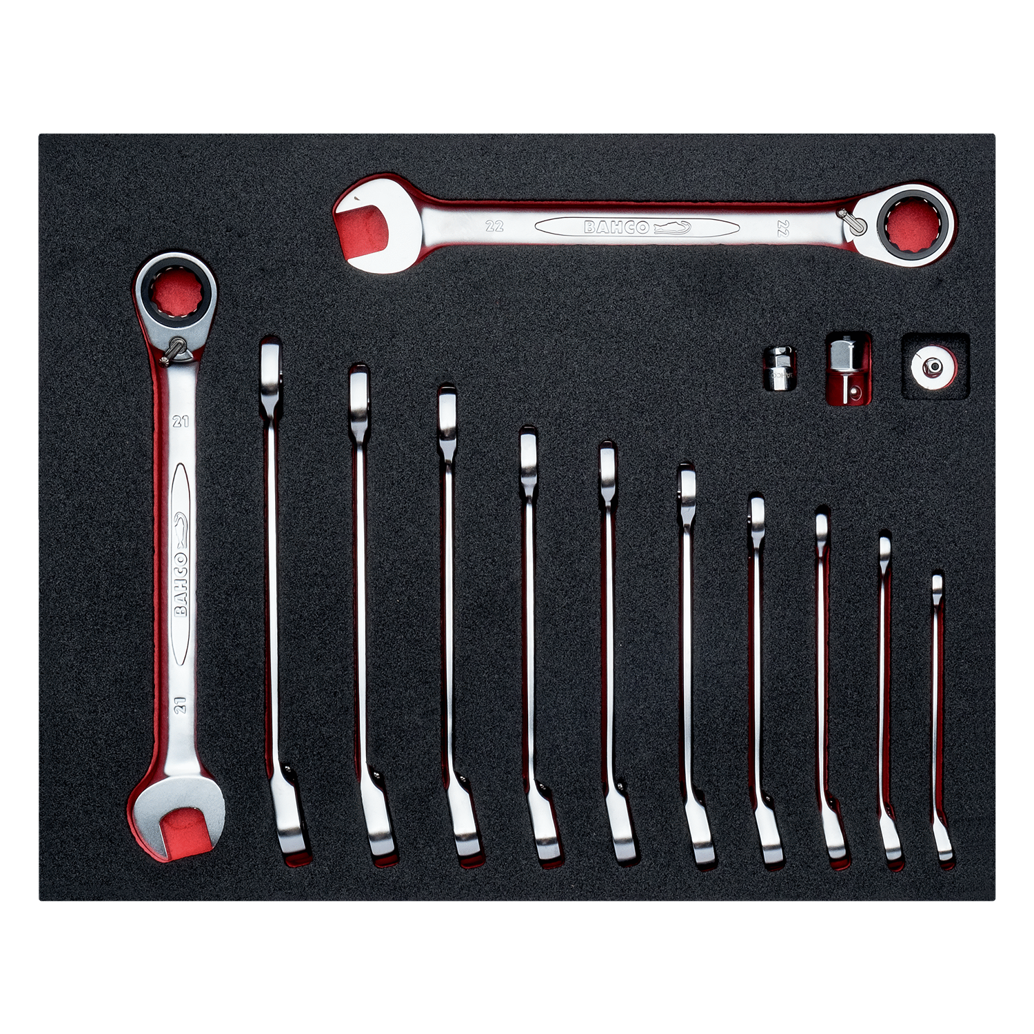 BAHCO FF1F3005 Fit&Go 2/3 Foam Combination Ratcheting Wrench Set - Premium Combination Ratcheting Wrench Set from BAHCO - Shop now at Yew Aik.