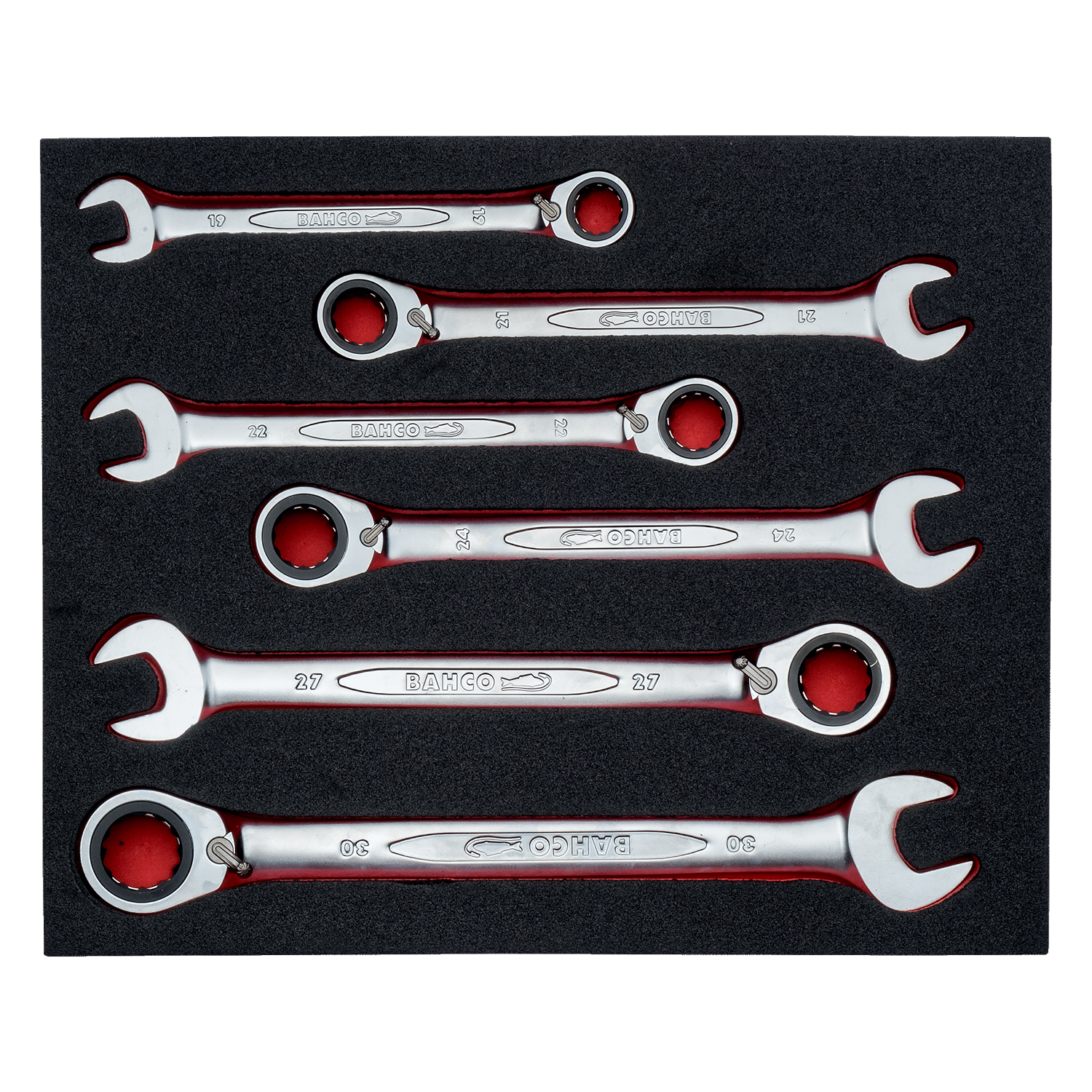 BAHCO FF1F3006 Fit&Go 2/3 Foam Combination Ratcheting Wrench Set - Premium Combination Ratcheting Wrench Set from BAHCO - Shop now at Yew Aik.