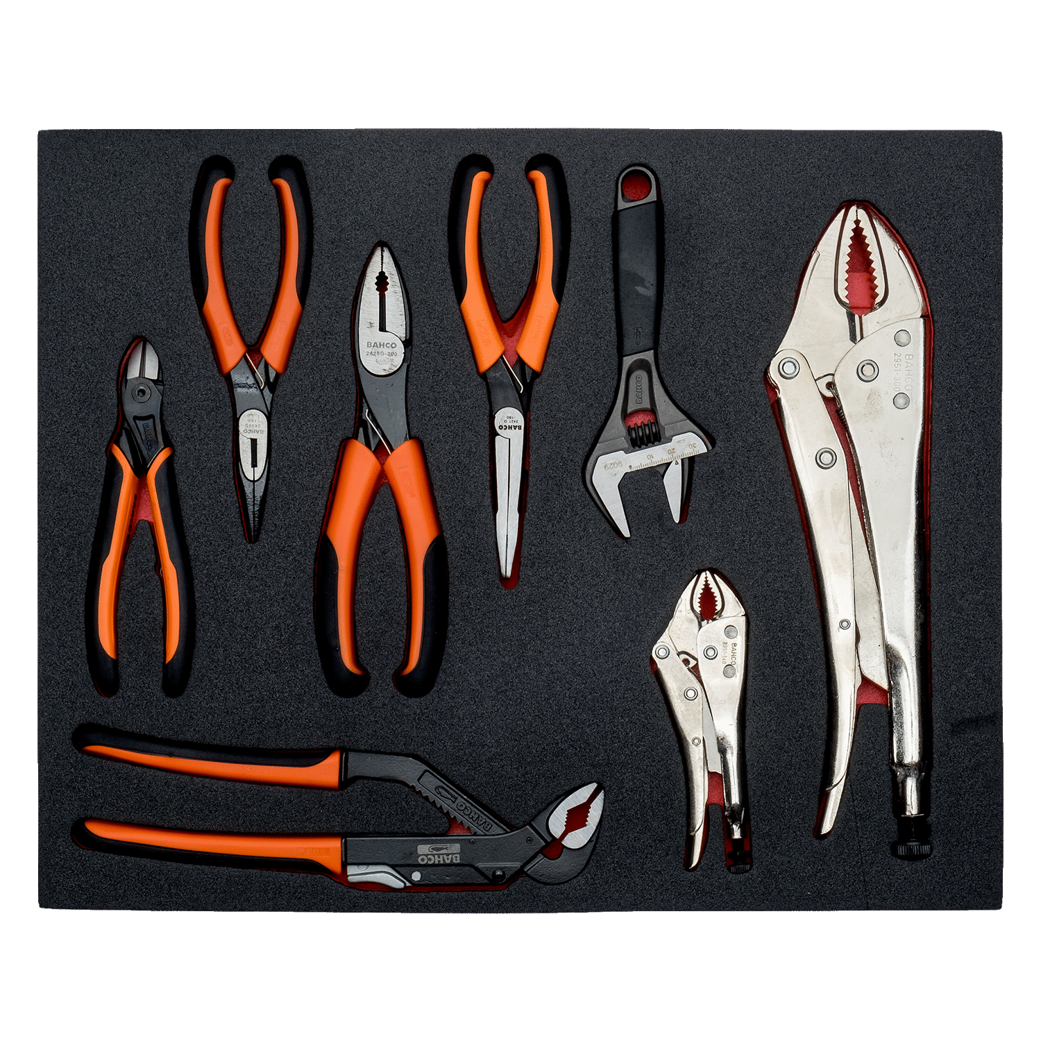 BAHCO FF1F4001 Fit&Go 2/3 Foam Inlay Pliers and Wrench Set 8 Pcs - Premium Pliers and Wrench Set from BAHCO - Shop now at Yew Aik.