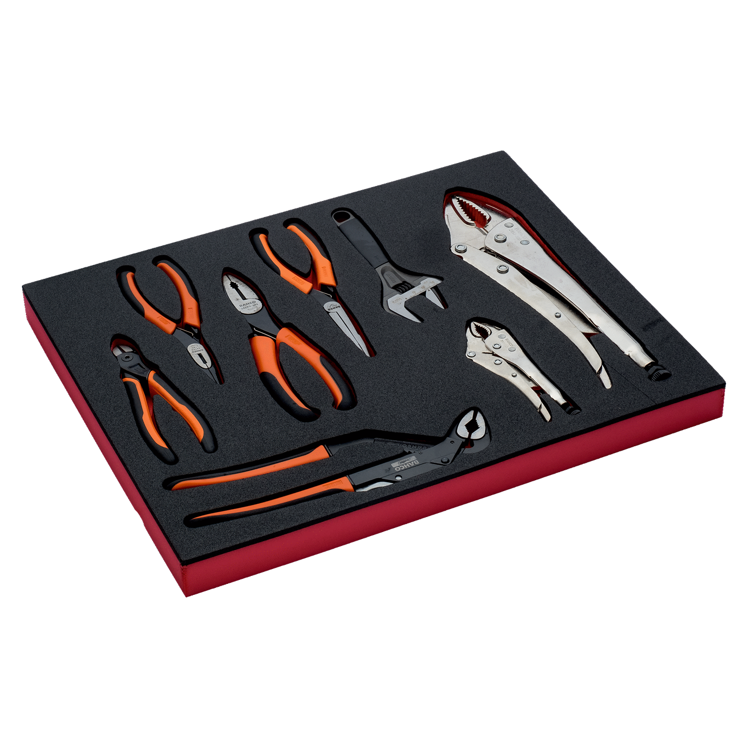 BAHCO FF1F4001 Fit&Go 2/3 Foam Inlay Pliers and Wrench Set 8 Pcs - Premium Pliers and Wrench Set from BAHCO - Shop now at Yew Aik.