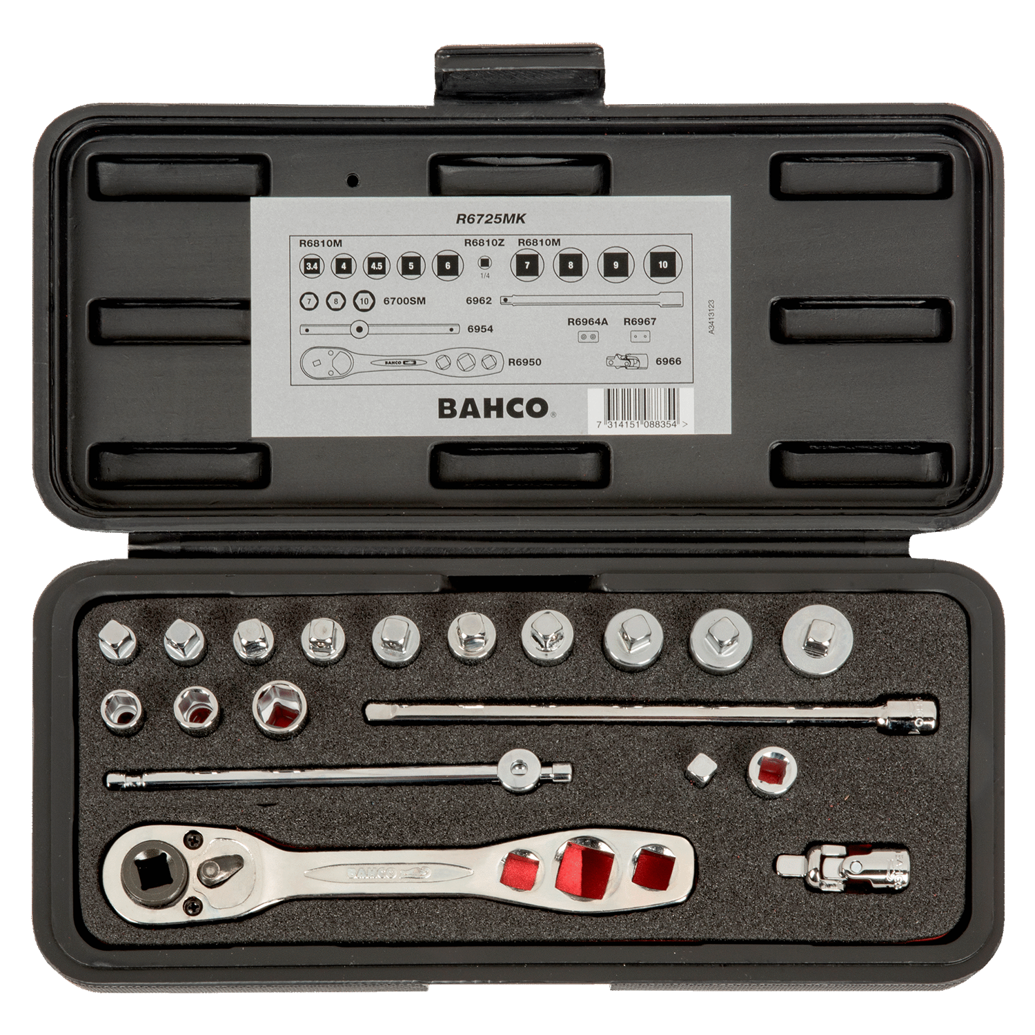 BAHCO R6725MK 1/4” Square Drive Socket Set Refrigeration - Premium Socket Set from BAHCO - Shop now at Yew Aik.