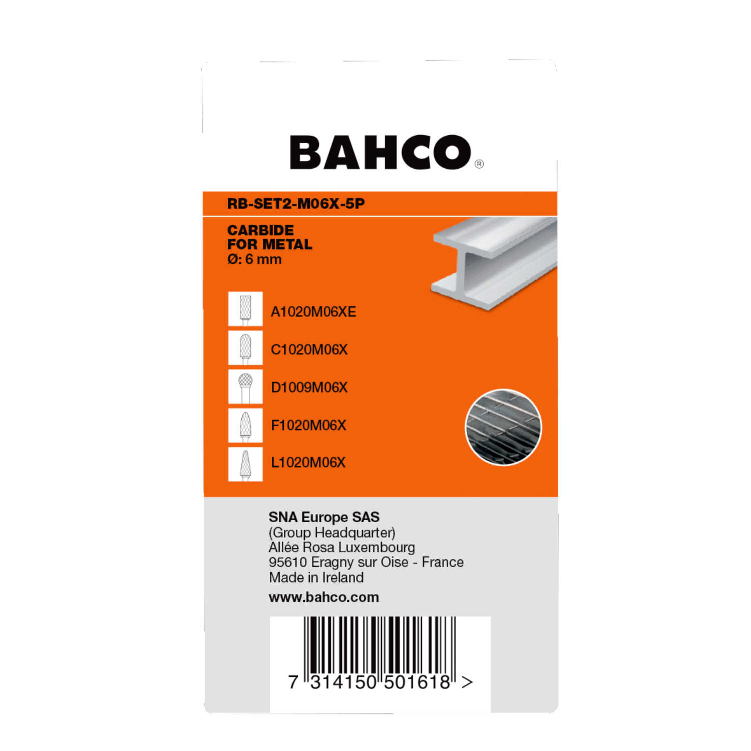 BAHCO ST-2-5P Tungsten Carbide Rotary Burr Set For Metal 10mm - Premium Carbide Rotary Burr Set from BAHCO - Shop now at Yew Aik.