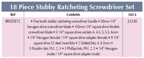 BRITOOL BRSDSET2 18 Piece Stubby Ratcheting Screwdriver Set - Premium Ratcheting Screwdriver Set from BRITOOL - Shop now at Yew Aik.