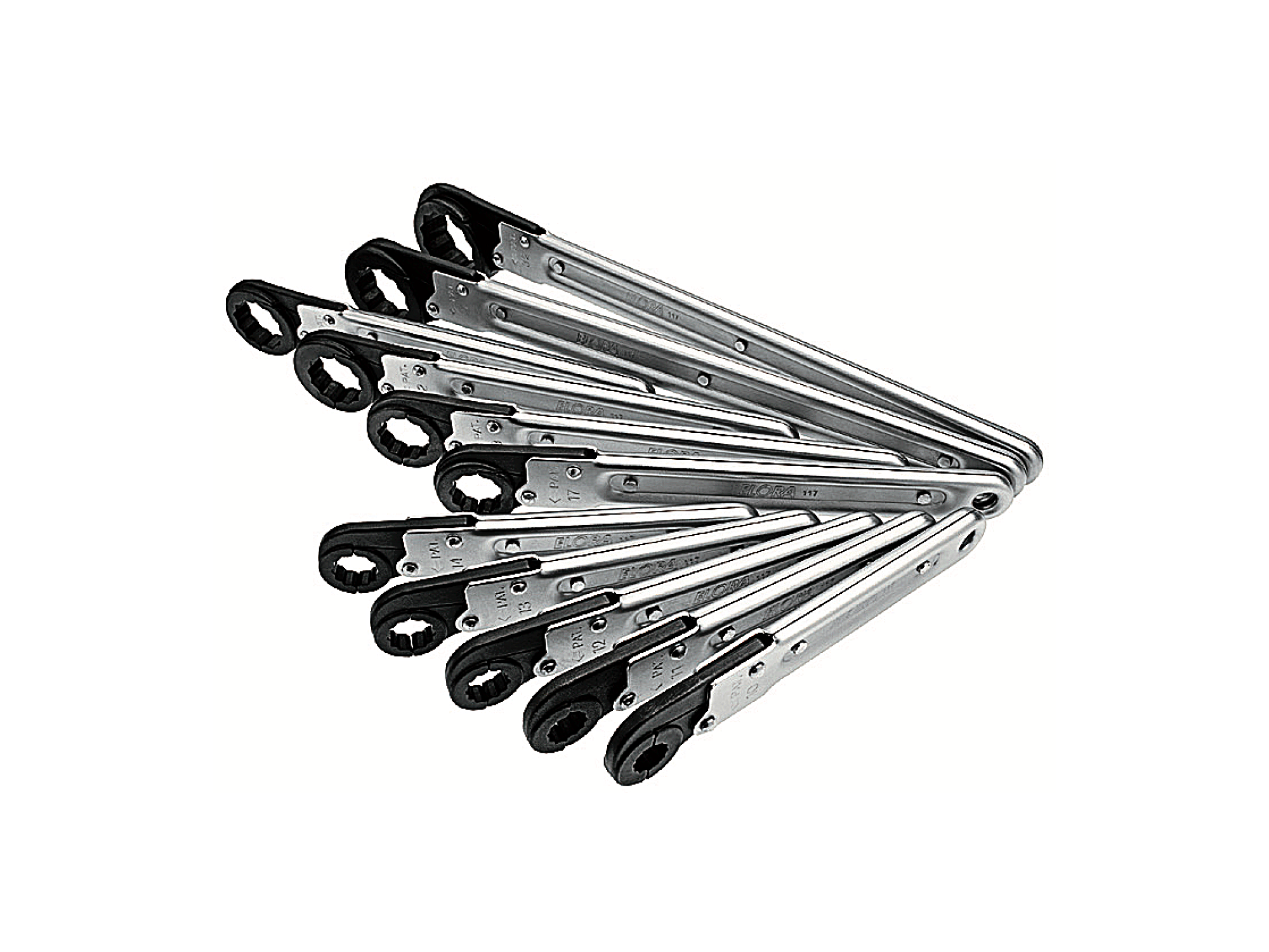 ELORA 117 S11 Ring Ratchet Spanner Set, Hinged (ELORA Tools) - Premium Ring Ratchet Spanner Set from ELORA - Shop now at Yew Aik.