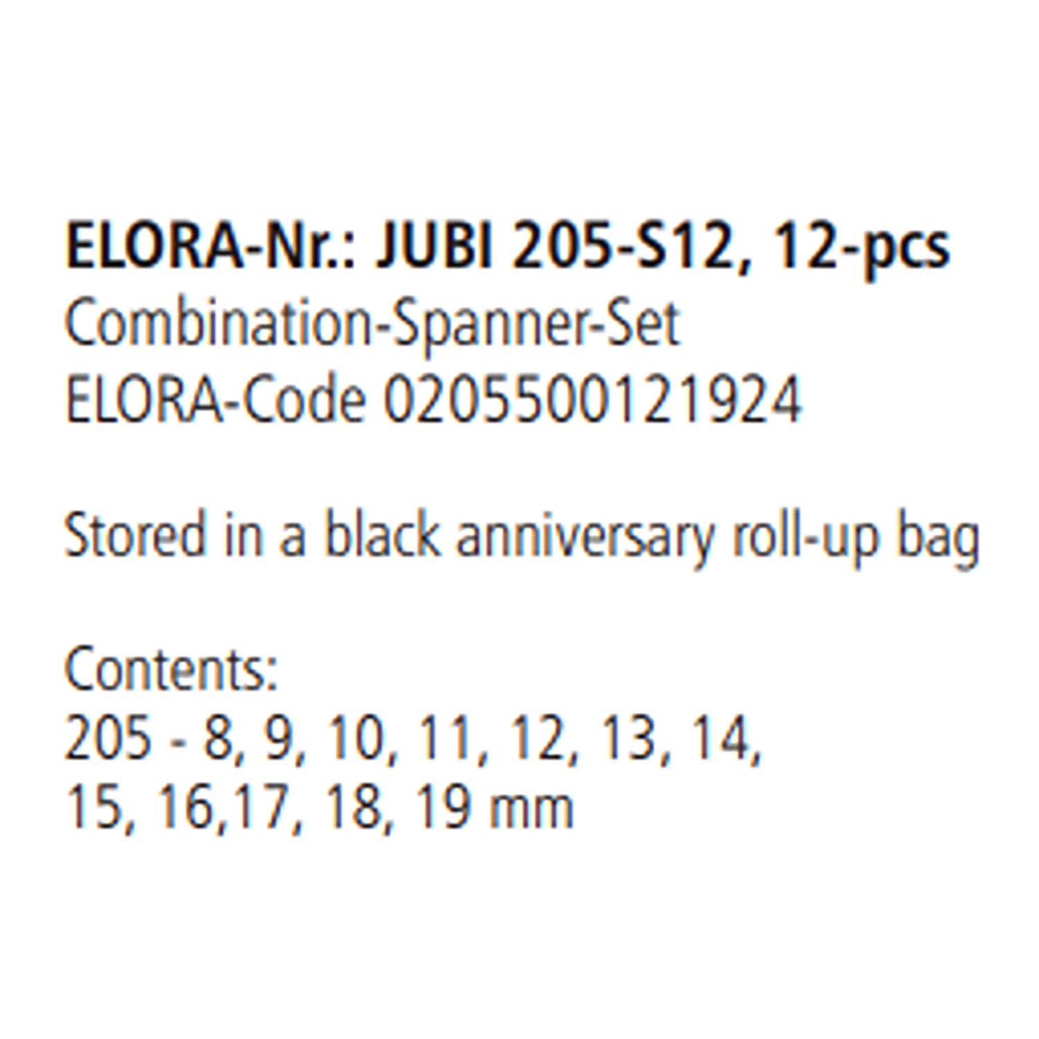 ELORA JUBI 205-S12 Combination Plier Set Roll Up Bag (ELORA Tools) - Yew Aik (S) Pte Ltd