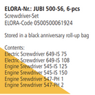 ELORA JUBI 500-S6 Screwdriver Set Roll Up Bag (ELORA Tools) - Yew Aik (S) Pte Ltd