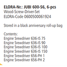 ELORA JUBI 600-S6 Screwdriver Set Wooden Handle Roll Up Bag - Yew Aik (S) Pte Ltd