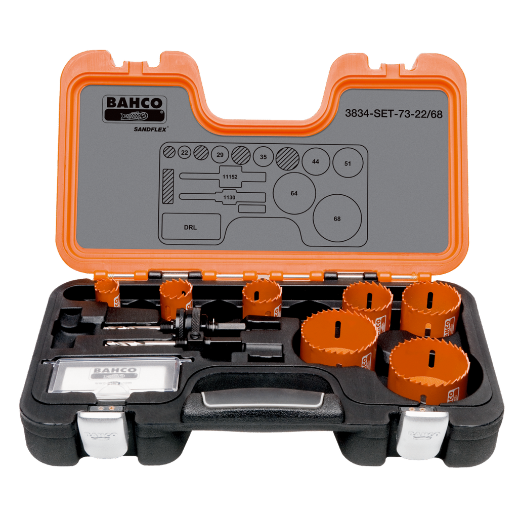 BAHCO 3834-73 Sandflex Bi-Metal Holesaw Set 9 pcs (BAHCO Tools) - Premium Bi-Metal Holesaw from BAHCO - Shop now at Yew Aik.