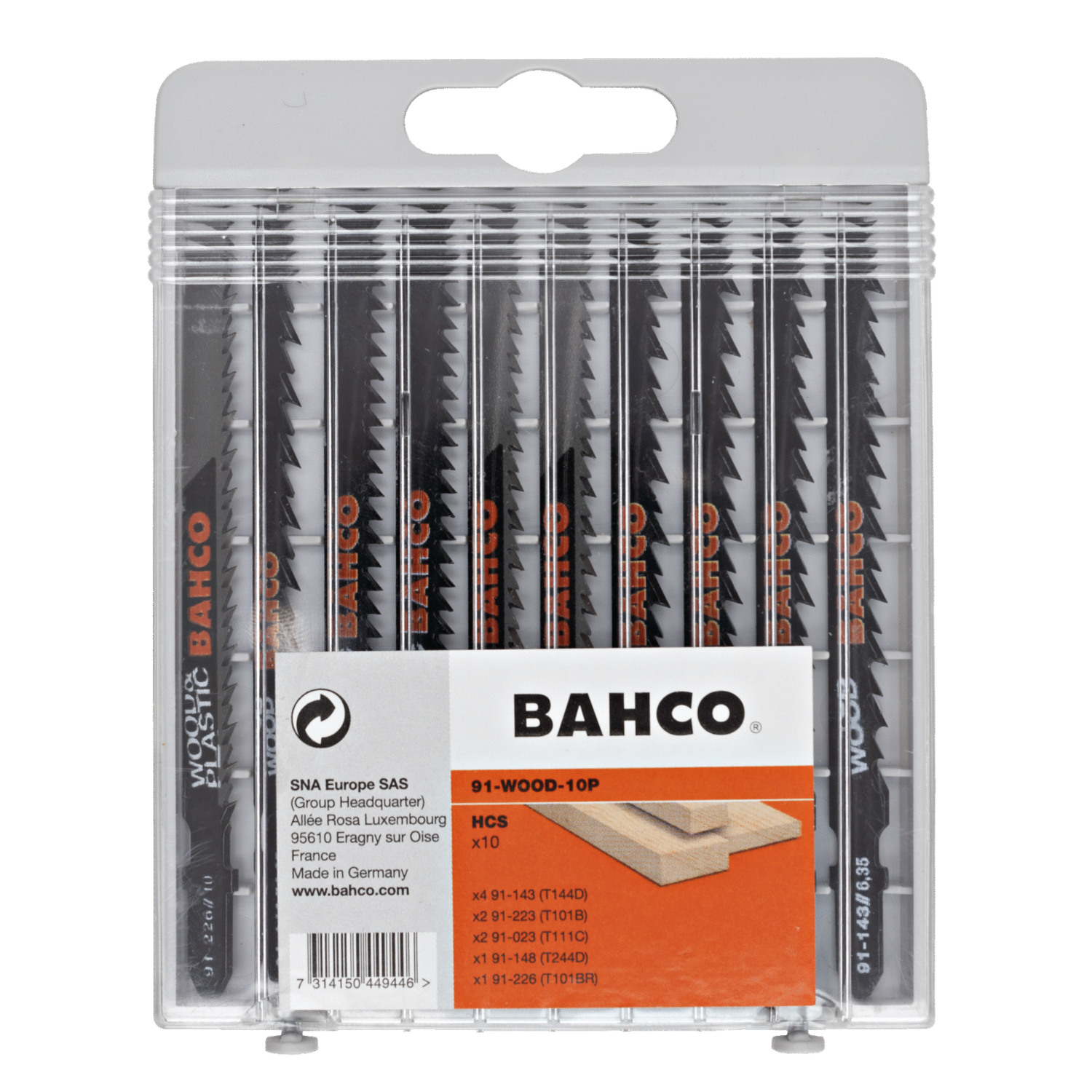 BAHCO 91-WOOD-10P Jigsaw Blade Set Or Wood And Plastic - 10 Pcs - Premium Jigsaw Blade from BAHCO - Shop now at Yew Aik.