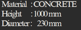 YEW AIK Bollard Concrete Height 1000mm Dia 230mm (YEW AIK Tools) - Yew Aik (S) Pte Ltd