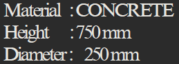 YEW AIK Bollard Concrete Height 750mm Dia 250mm (YEW AIK Tools) - Yew Aik (S) Pte Ltd