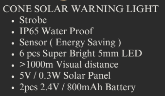 YEW AIK Cone Solar Warning Light Strobe (YEW AIK Tools) - Yew Aik (S) Pte Ltd