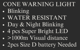 YEW AIK Cone Warning Light Blinking (YEW AIK Tools) - Yew Aik (S) Pte Ltd