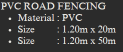 YEW AIK PVC Road Fencing 1.20M X 50M (YEW AIK Tools) - Yew Aik (S) Pte Ltd